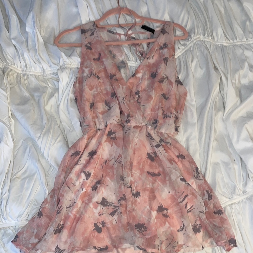 Pink floral romper